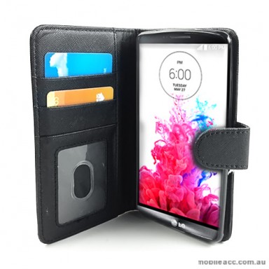 Synthetic Leather Wallet Case Cover for LG G3 - Black 
