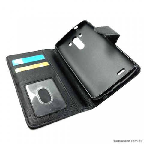 Synthetic Leather Wallet Case Cover for LG G3 - Black 