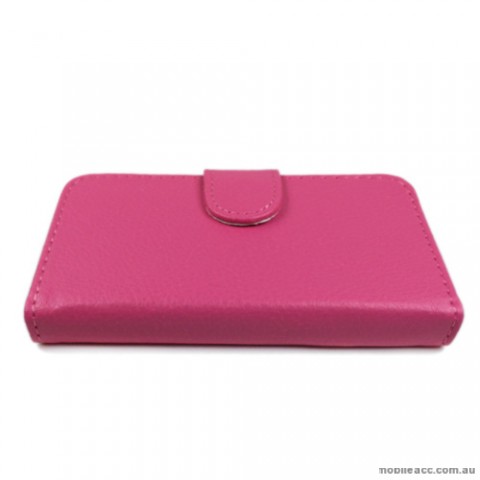Synthetic PU Leather Wallet Case Cover for Apple iPhone 4S / 4 - Pink