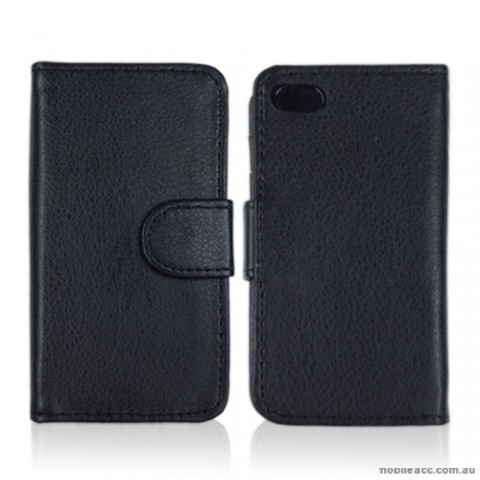 Synthetic PU Leather Wallet Case Cover for Apple iPhone 4S / 4 - Black