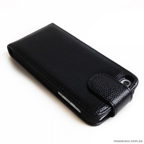 Snake Skin PU Leather Flip Case for iPhone 5/5S/SE - Black
