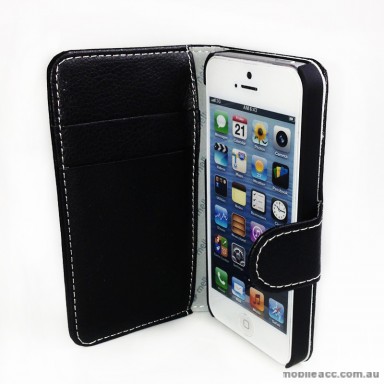 Melkco Synthetic Leather Wallet Case for iPhone 5/5S/SE - Black
