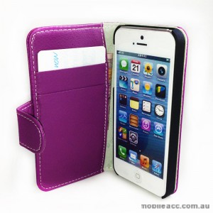 Melkco Synthetic Leather Wallet Case for iPhone 5/5S/SE - Purple