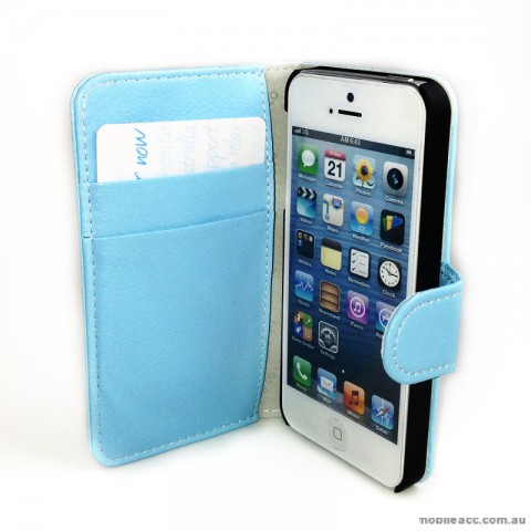 Melkco Synthetic Leather Wallet Case for iPhone 5/5S/SE - Blue