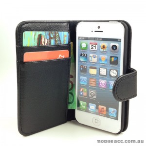 Loel Quality Wallet Case for Apple iPhone 5/5S/SE - Black  X2