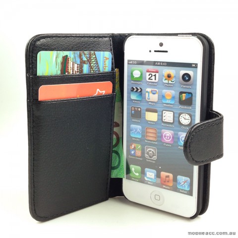Loel Quality Wallet Case for Apple iPhone 5/5S/SE - Black  X2