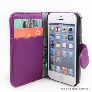 Loel Quality Wallet Case for Apple iPhone 5/5S/SE - Purple
