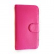 Litchi Skin Wallet Case with ID Card Slots for Apple iPhone 5/5S/SE - Hot Pink