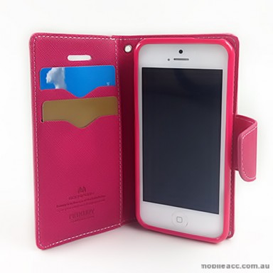 Mercury Goospery Fancy Diary Wallet Case for iPhone 5C - Hot Pink