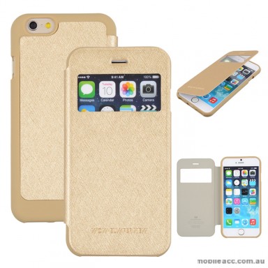 Korean WOW Window View Flip Cover for iPhone 5/5S/SE - Gold