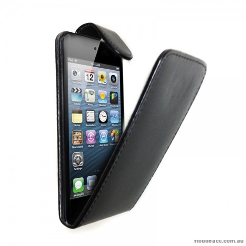 Synthetic PU Leather Flip Pouch Case for Apple iPod Touch 5 - Black