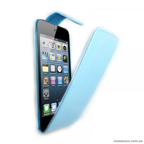 Synthetic PU Leather Flip Pouch Case for Apple iPod Touch 5 - Light Blue