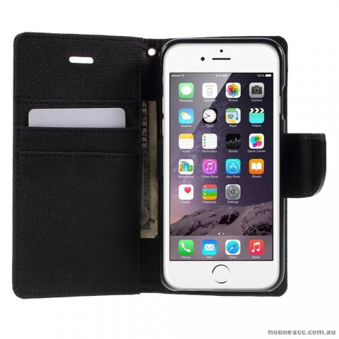 Korean Mercury Daily Canvas Diary Wallet Case for iPhone 6/6S Black