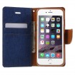 Korean Mercury Daily Canvas Diary Wallet Case for iPhone 6/6S Blue