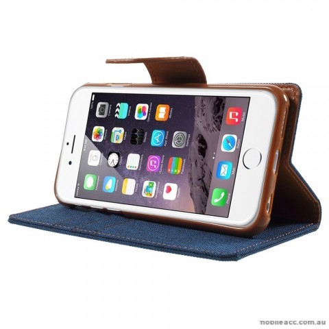 Korean Mercury Daily Canvas Diary Wallet Case for iPhone 6/6S Blue