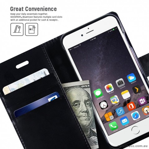 Mercury Blue Moon Diary Wallet Case for iPhone 6 / 6S Black