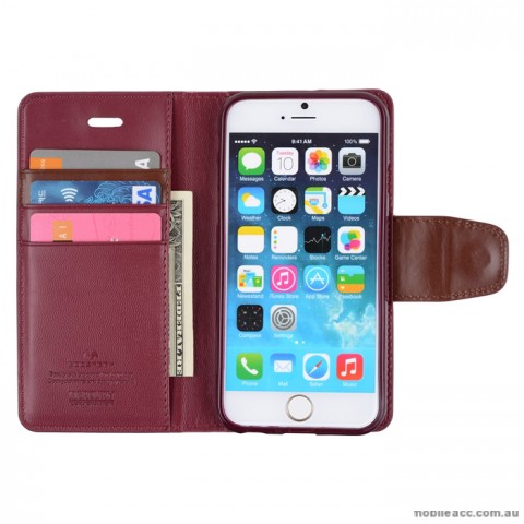 Korean Mercury Sonata Diary Wallet Case for iPhone 6+/6S+- Wine