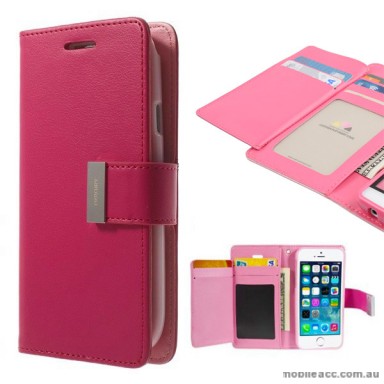 Korean Mercury Rich Diary Wallet Case for iPhone 6+/6S+ - Hot Pink