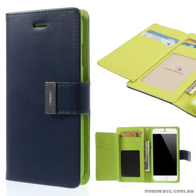 Korean Mercury Rich Diary Wallet Case for iPhone 6+/6S+ - Navy Blue