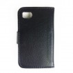 Litchi Skin Synthetic Leather Wallet Case for Blackberry Q10 - Black