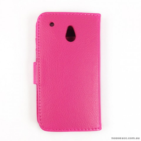Synthetic Leather Wallet Case for HTC One mini M4 - Hot Pink