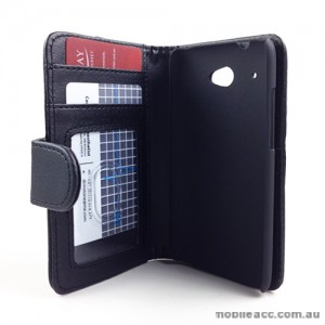 Synthetic Leather Wallet Case Cover for HTC Desire 601 - Black