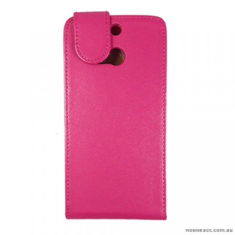 Synthetic Leather Flip Case Cover for HTC One M8 - Hot Pink