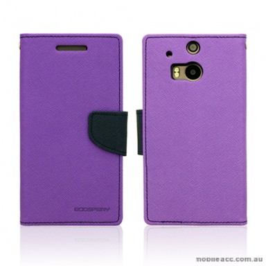 Mercury Goospery Fancy Diary Wallet Case for HTC One M8 - Purple