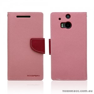Mercury Goospery Fancy Diary Wallet Case for HTC One M8 - Baby Pink