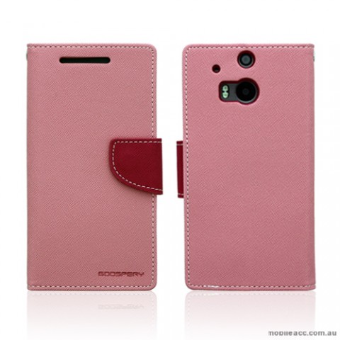 Mercury Goospery Fancy Diary Wallet Case for HTC One M8 - Baby Pink