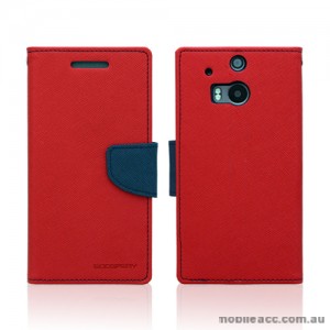 Mercury Goospery Fancy Diary Wallet Case for HTC One M8 - Red