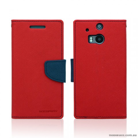Mercury Goospery Fancy Diary Wallet Case for HTC One M8 - Red