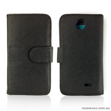 Synthetic Leather Wallet Case Cover for HTC Desire 310 - Black