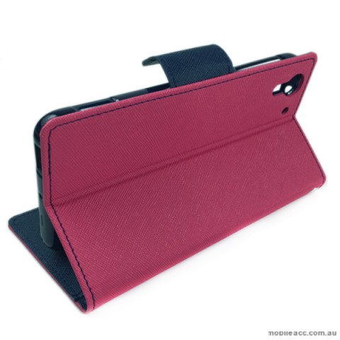Korean Mercury Fancy Diary Wallet Case for HTC Desire Eye - Hot Pink