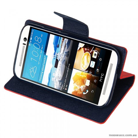 Korean Mercury Fancy Wallet Case for HTC One M9 - Red