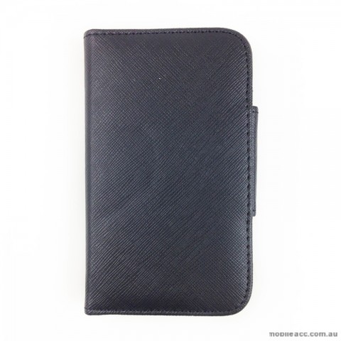 Woven Pattern Synthetic Leather Wallet Case for LG Google Nexus 4 - Black