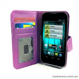 Synthetic Leather Wallet Case for Telstra EasyTouch 4G ZTE T82 - Purple