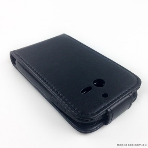 Synthetic Leather Flip Case for Telstra Huawei Ascend Y201 - Black
