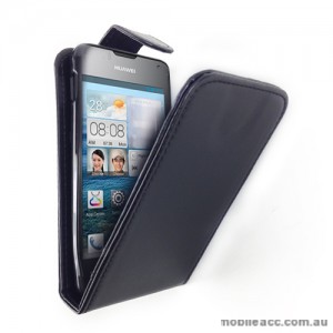 Synthetic Leather Flip Case for Telstra Huawei Ascend Y300 - Black