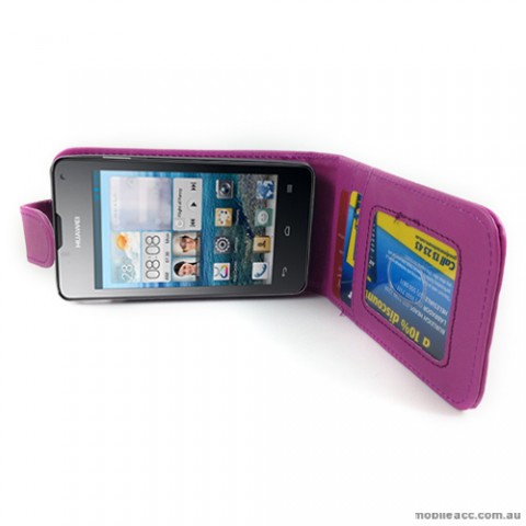 Synthetic Leather Flip Case for Telstra Huawei Ascend Y300 - Purple