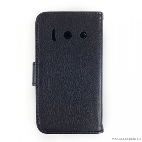Synthetic Leather Wallet Case for Telstra Huawei Ascend Y300 - Black