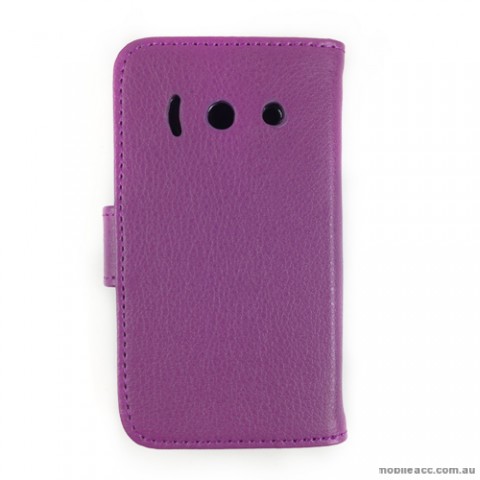 Synthetic Leather Wallet Case for Telstra Huawei Ascend Y300 - Purple