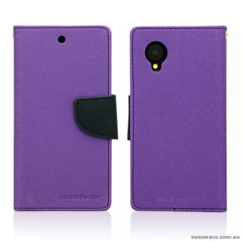 Mercury Goospery Fancy Diary Wallet Case Cover for LG Google Nexus 5 - Purple