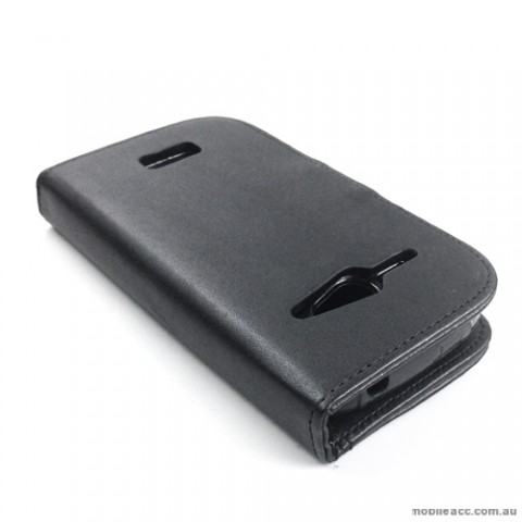 Synthetic Leather Wallet Case for Telstra Dave T83 × 2- Black