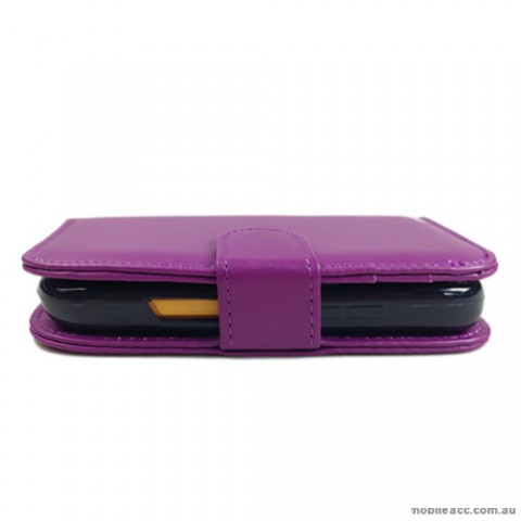 Synthetic Leather Wallet Case for Telstra Dave 4G T83 × 2- Purple