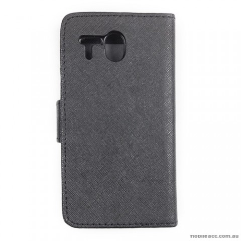 Synthetic Leather Wallet Case for Huawei Ascend Y320 - Black
