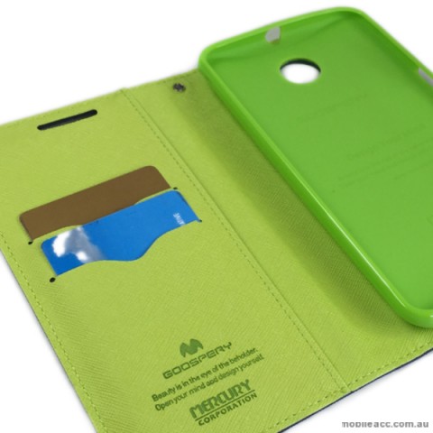 Korean Mercury Fancy Diary Wallet Case for Google Nexus 6 - Navy Blue