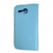 Litchi Skin Wallet Case Cover for Huawei Ascend Y600 - Blue