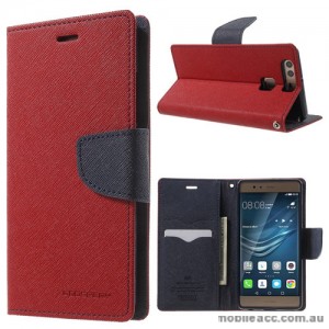 Mercury Goospery Fancy Diary Wallet Case Cover For Huawei P9 - Red