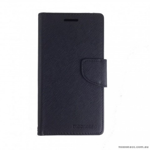 Universal Fancy Diary Stand Wallet Case Size 5 - Black